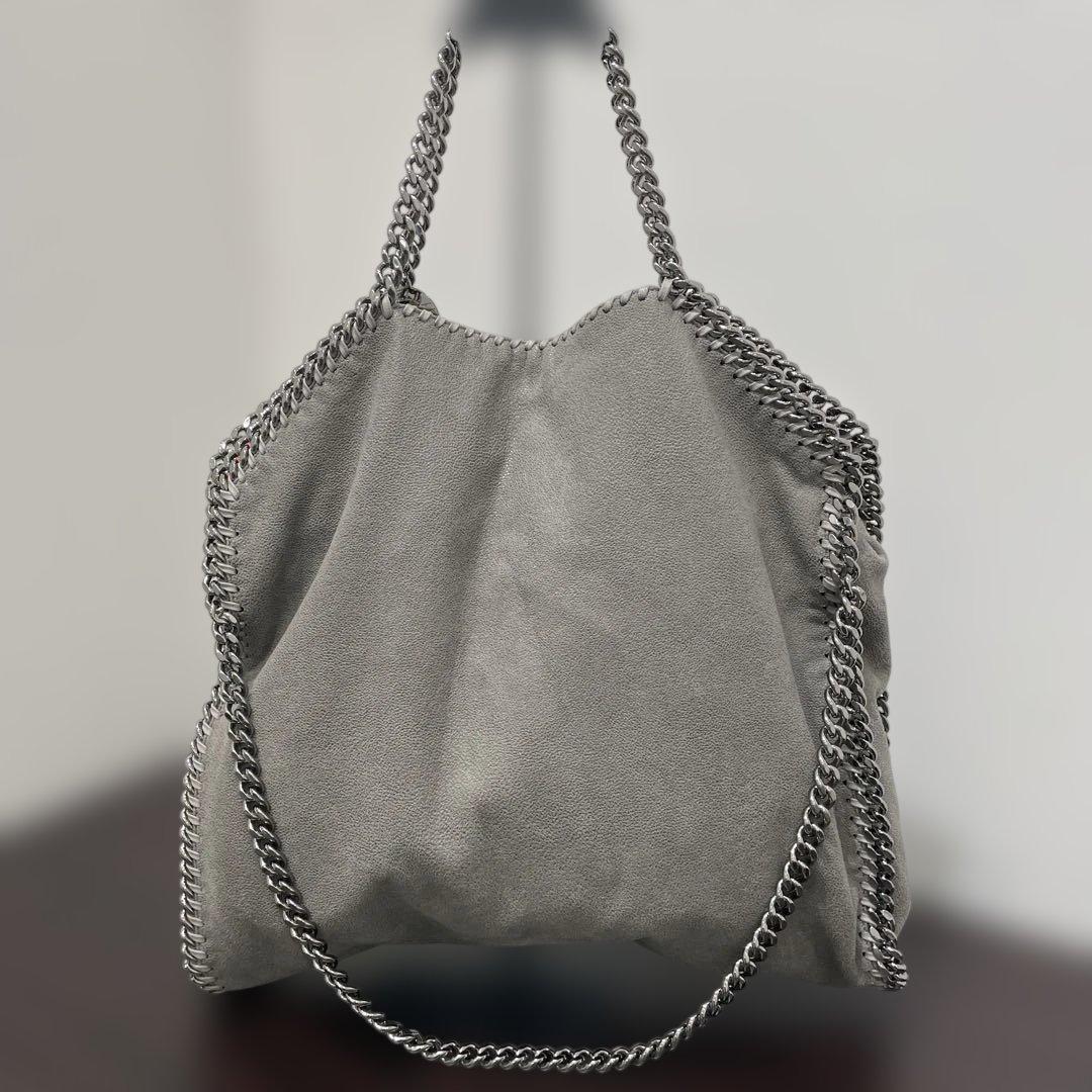 【美品】ステラマッカートニーグレー 合成皮革 トートバッグ チェーンストラップ