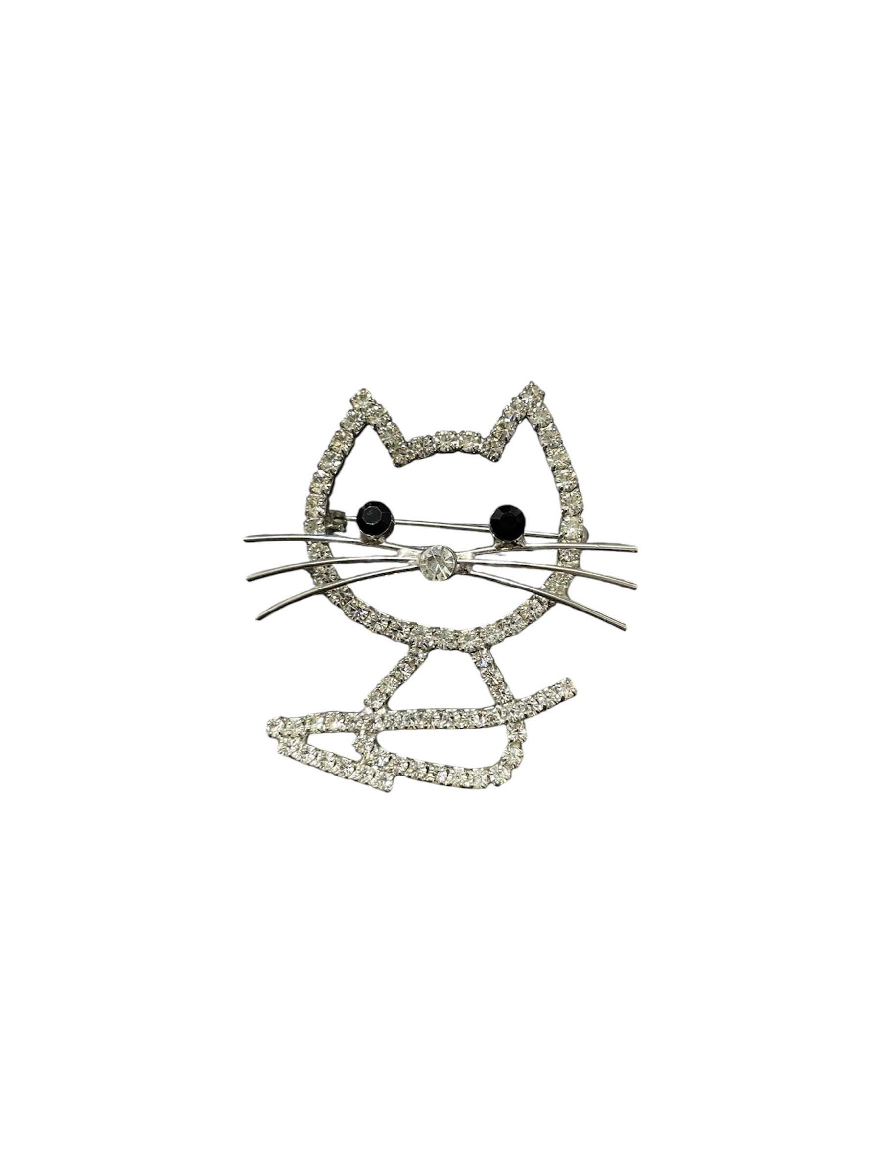 猫型クリスタルブローチ