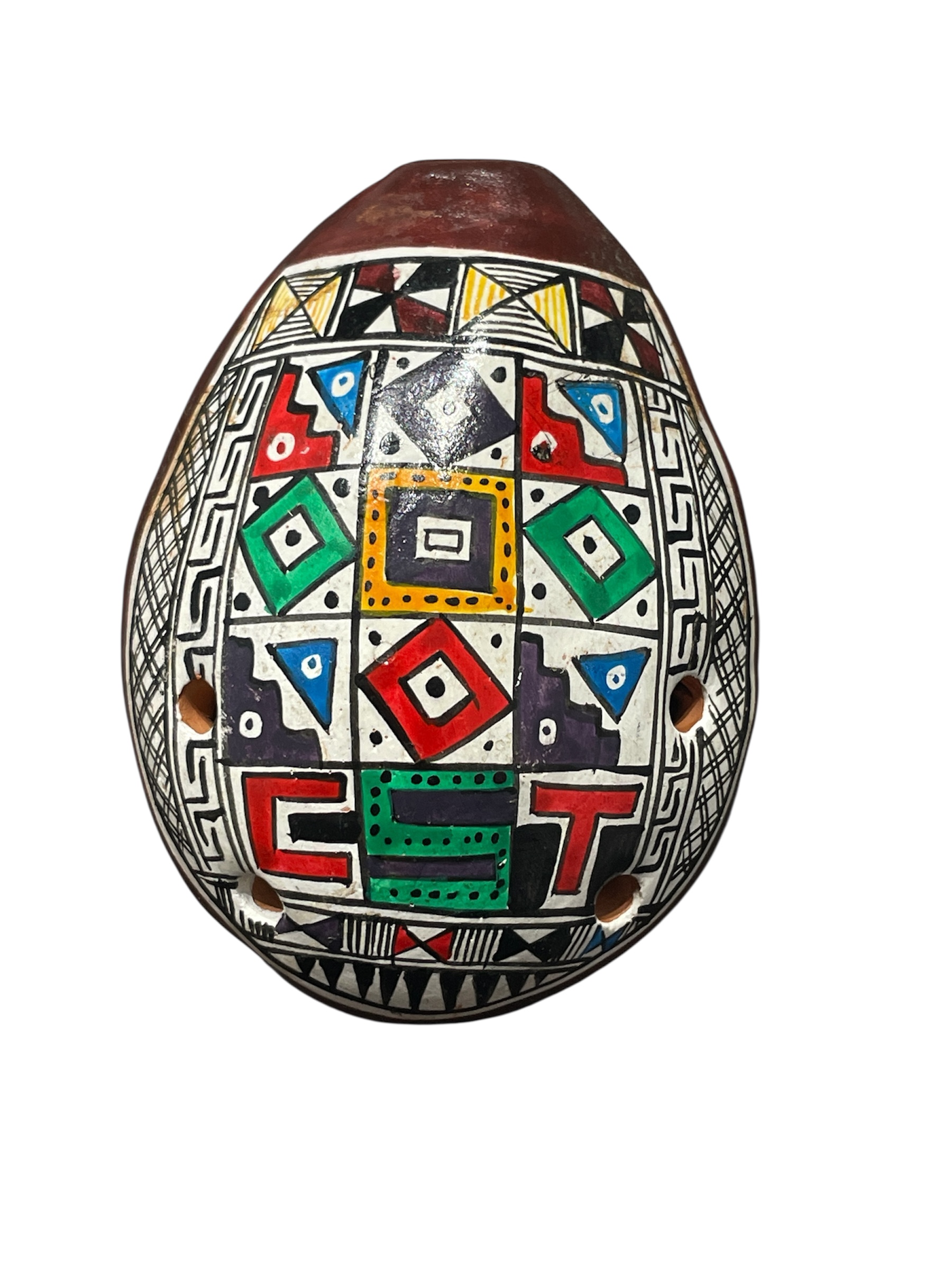 ペルー産 伝統的な民芸品の陶器製オカリナ