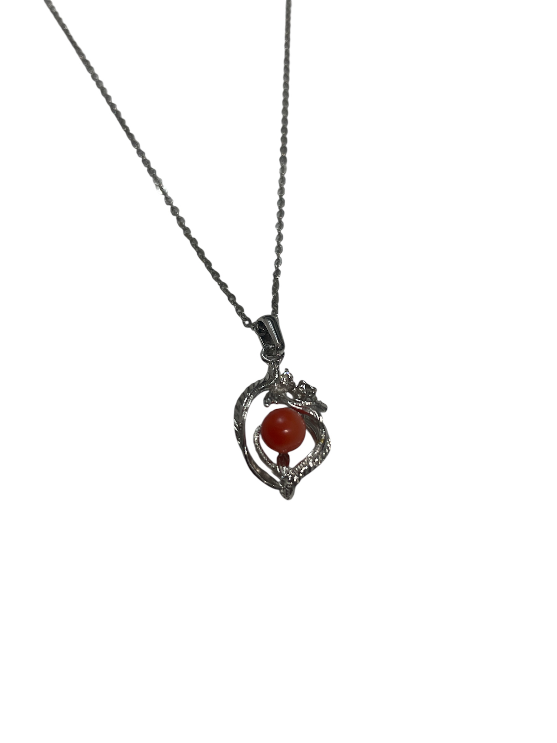 珊瑚風シルバーネックレス